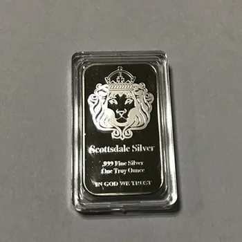 100 ks Non magnetické Scottsdale mince mosadz core silver plated zlata bar 1 OZ 50 x 28 mm ingot odznak zberateľskú dekorácie bar