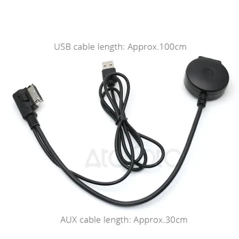 AtoCoto Bluetooth, AUX Prijímač, Kábel s USB Adaptér pre VW Audi A4 A5 A6, Q5 Q7 Pred rokom 2009, Media Audio Vstup AMI MDI MMI 2G