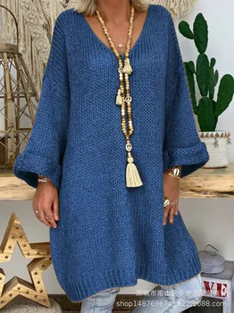 Veľká veľkosť voľné žien sveter pure color fashion bežné žien sveter 2020 jeseň modelov tvaru dlhé dámske svetre