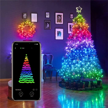 Hot Predaj Smart LED Pásy String Svetlá Aplikáciu Bluetooth Kontrolované Vianočný Stromček Nepremokavé String Vianočné Dekorácie