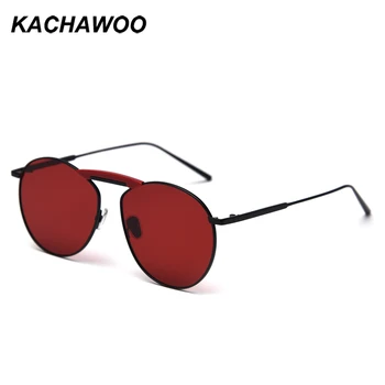Kachawoo polarizované slnečné okuliare mužov kovový rám červená žltá dámske slnečné okuliare zrkadlo retro štýle unisex muž jazdy UV400 lete