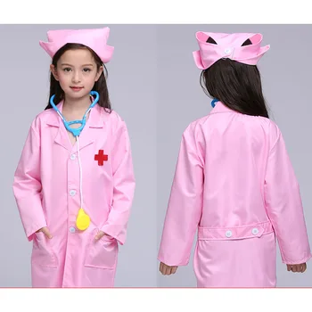 Detský Lekár Cosplay Kostýmy, Baby, Dievčatá Sestra Uniformy Úlohu Hrať Halloween Party Nosenie Fantázie 5 ks Dievčatá Cosplay Lekár Bunda