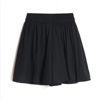 2020 dámske Letné Pevné Šifón Čierne Mini Sukne Elastický Pás Krátke Sukne Ženy Móda Bežné A-Line Plus Veľkosti 6XL 7XL Slim