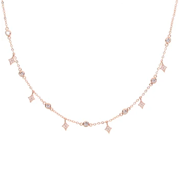 2019 Nový Dizajn Cubic Zirconia Gold Crystal White Rose Gold, Silver Farba visieť star cz drop Choker Náhrdelník Šperky pre Ženy