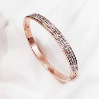 Luxusné Nové Argil crystal pochúťka náramok titán oceľové putá žena náramok módne šperky ruže zlaté náramky wristlet jewel