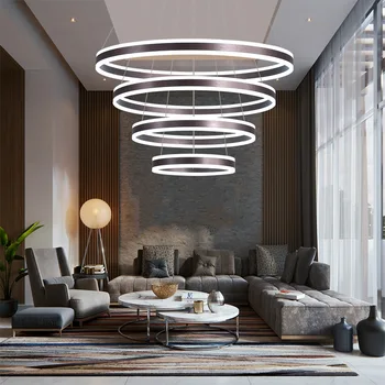 Jednoduché Hliníkové Kruhu Luster Obývacia Izba Štúdia Jedáleň, Spálňa Nordic Závesné Svietidlá LED Kruhové Luster Osvetlenie