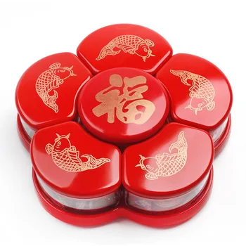 2021 Čínsky Nový Rok Sušené Ovocie Box Candy Box Domácnosti Matica Sušené Ovocie Zásobník Revolvingové Občerstvenie Candy Zásobník
