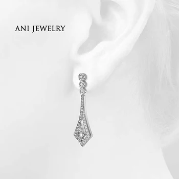 ANI 14k Bieleho Zlata Ženy Visieť Náušnice 0.6 ct Certifikované I/SI1 Reálne Diamond Fashion Party Šperky Elegantná Dáma Drop Náušnice