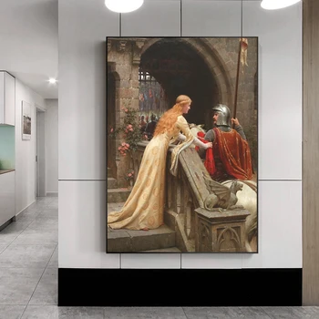 Anglicko Slávny obraz Godspeed tým, Edmund Blair Leighton Plagáty Tlačiť na Plátno na Stenu Umelecké Dekoratívne Fotografie pre Obývacia Izba