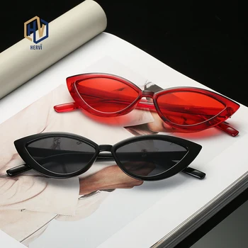 2020 Módne slnečné Okuliare Žena Dizajnér Značky Vintage Retro Trojuholníkové Mačka Okuliare Oculos De Sol Transparentné Tichom UV400