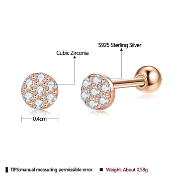 LEKANI Trendy Zabrániť Alergikov Šperky Pre Ženy 925 Sterling Silver Náušnice Kolo Plné Zirconia Zlatá Farba Drobné Stud Náušnice