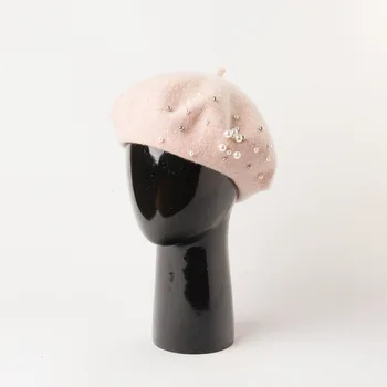 Kórejská verzia jeseň a v zime sa nové kolo pearl dekoratívne vlna berets maliar klobúk móda voľný čas vlna bud spp ženy čiapky