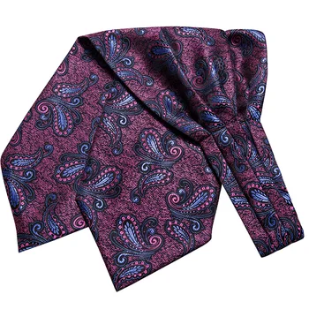 AKO-1018 Mužov Vintage Fialová Paisley Svadobné Formálne Cravat Ascot Scrunch Samostatne Britský štýl Gentleman Hodváb Luxusné pánske Cravat