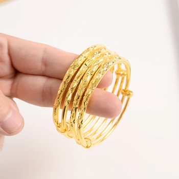 24k adjustableGold Náramok pre Ženy Gold Dubai Nevesta Svadobné Etiópskej Náramok Afrike Náramok Arabských Šperky, Zlato Kúzlo Náramok