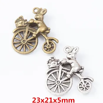 25 kusov retro kovové zliatiny zinku králik, jazda na bicykli prívesok pre DIY handmade šperkov náhrdelník, takže 7601