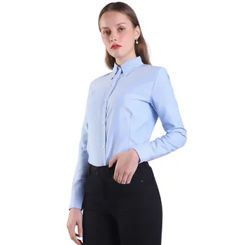 Tričká Dámske Blúzky A Topy Oxford Dlhý Rukáv Dámske Topy Úrad Práce Oblečenie Slim Biela Modrá Čierna Jeseň Blusas Plus Veľkosť