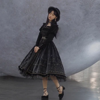 Gotický palác sladká princezná lolita šaty vintage jeseň vysoký pás tlač viktoriánskej šaty kawaii dievča gothic lolita cos loli