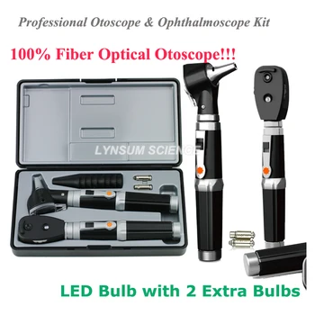2 v 1 Nové Profesionálne Diagnostické Zdravotnícke Ušné Starostlivosť o Oči LED Vlákniny Otoscope Ophthalmoscope