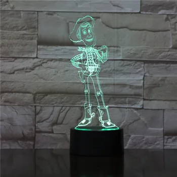 Disney karikatúry 3d Svetlo Hračky Príbeh Woody 3D Ilúziu LED Nočné Svetlo 7 Farieb prebaľovací Stôl Lampa Vianočné Darčeky, Hračky pre Deti,