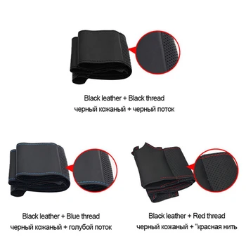 DIY Black Ručné Šitie Volant, Kryt Sofe Umelej Kože Volante Vozidla Kryt pre Peugeot 307