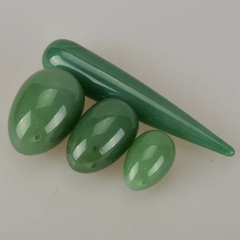 Masáž Prútik Zelená Aventurine Jade Vajcia Vŕtané S 10 cm Yoni Prútik Pre Ženy Kegel Cvičenie Panvového Vaginálnej Sprísnenie