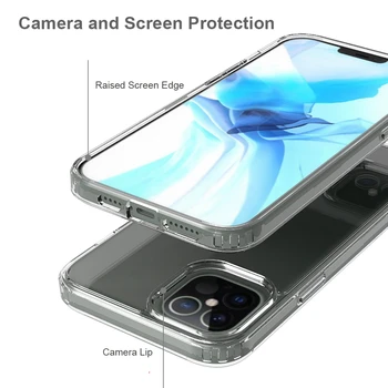 Akryl Transparentný Telefón Nárazníka puzdro pre iPhone 12 11 Pro Max X XS Max XR 8 7 Plus SE 2020 Shockproof Tvrdý Ochranný Kryt