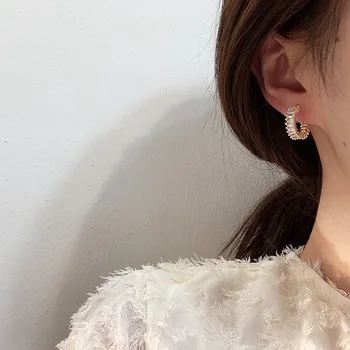 2020 Kórejský Micro Pave Zirkón Hoop Náušnice Pre Ženy Elegantný Kruh Sladké Šperky