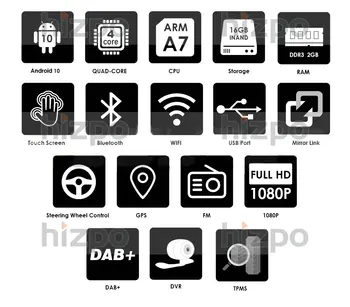 Android 10 GPS autorádií 2 Din Auto Multimediálny prehrávač 7