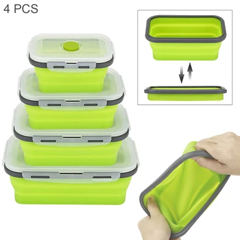 4pcs/set Rozkladacie Prenosné Lunchbox Riadu Silikónové Skladacie Bento Lunch Box Jedlo Jedlo Kontajner Pre Kuchyňa