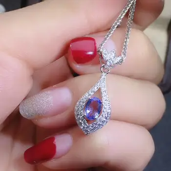 KJJEAXCMY jemné šperky prírodné Tanzanite 925 sterling silver ženy prívesok náhrdelník reťazca náušnice, prsteň podporu test móda