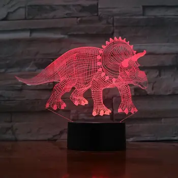 Novinka 3D Lampa Ilúzie Nočné Svetlo LED Žiarovka USB RGB Multicolor Dinosaura Stegosaurus Jurský Park Svet Detí, Vianočné Darčeky