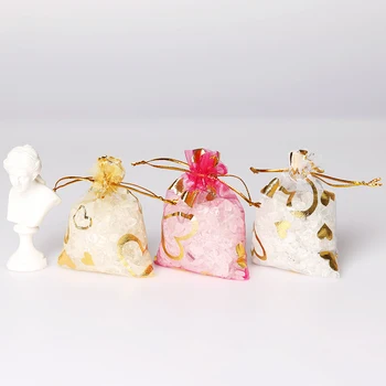 50pcs Puzdro Krásne Obdĺžnik Šperky Candy Tašky Vianočné Organza Darčekové Tašky Srdce Dizajn Organza Šnúrkou