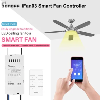 SONOFF iFan03 Smart Fan Prepínač Previesť Ventilátor, Wifi, Smart Control Nastavte Rýchlosť Ventilátora Stropný Ventilátor a Svetlo Radič Podporu RM433