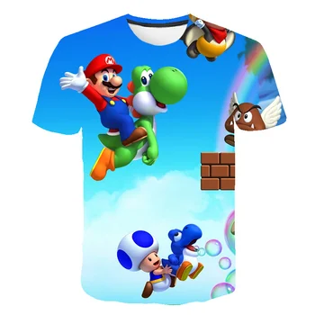 2021 Zábavnej Hre Mario Brácho, Kreslené Tričká Chlapci T-Shirt Dieťa Topy 4-16 T Detí Oblečenie Letné Krátke Rukáv V Pohode Tee Dievčatá Topy