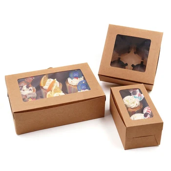 10PCS 2/4/6 Otvory Kraft Papier Cupcake Balenie Box Muffin Svadobné Party Prípade Držiteľ Box BJStore