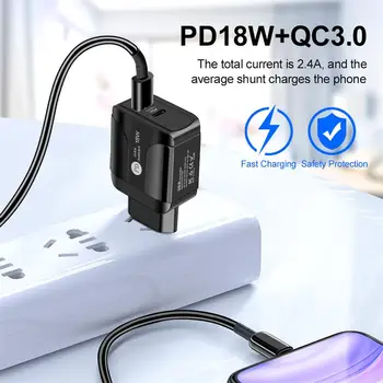 Robotsky US/EU/UK USB Typu C Mobilného Telefónu Nabíjačku Adaptér 18W Rýchle Nabíjanie QC3.0 PD Nabíjačky Konektor Pre Samsung Huawei Xiao