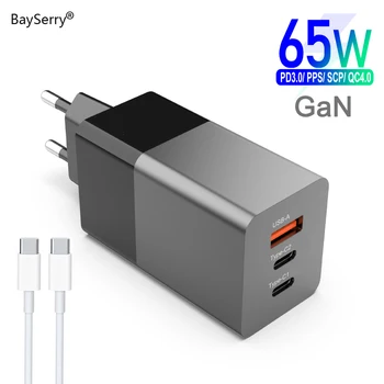 BaySerry 65W GaN Nabíjačku Rýchle PD Poplatok 4.0 3.0 Typu C, USB Rýchlo Nabíjačka Prenosných Pre Macbook Pro Pre iPhone 12 Xiao Notebook