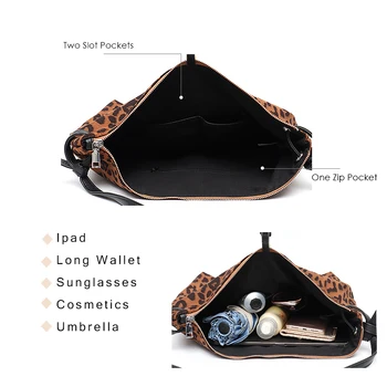 CEZIRA Luxusný Leopardí Vzor Ženy Módne Tašky cez Rameno, Soft Nylon Textílie Veľké Hobo Kabelky Ženy Bežné Dizajn Tote Peňaženky