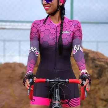 Ciclopp dlhý rukáv ženy, jazda na bicykli skinsuit