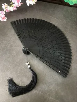 Čínsky Bambus Strane Ventilátora Ventilador Prenosné Retro Skladacie Black Silk Ventilátor Klasický Muži Ženy Výkon Prop Strane Ventilátor