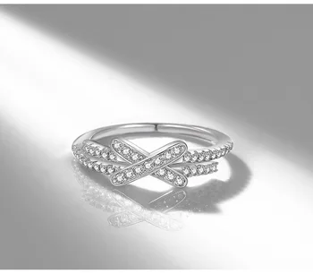 YANHUI Populárne X Dizajn 925 Sterling Silver Cross Prst Prstene pre Ženy Jasné, CZ Rýdzeho Striebra 925 Šperky Darček R092