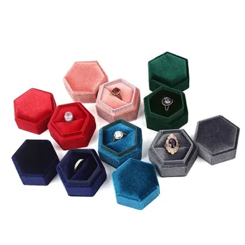 Zerong Velet Krúžok box Hot predaj 6.2x5.5x5.2 cm farebné mieste hexagon flannelette krúžok/náhrdelník šperky krabica na svadobné &zapojenie