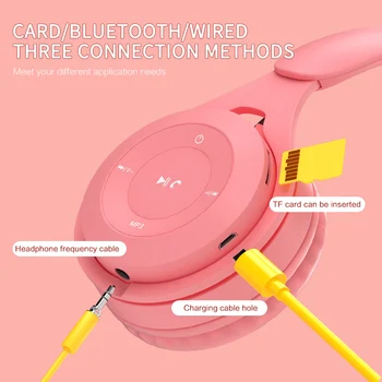 Deti Bluetooth 5.0 Bezdrôtový Headset Nastaviteľné Skladacie Stereo Over-Ear Slúchadlá Slúchadlá Hifi Prehrávač Hudby S Mikrofónom