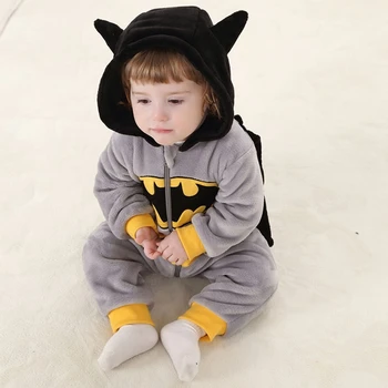 Zimné Baby Super Hrdina Batman Oblečenie s Dlhým Rukávom s Kapucňou Detské Remienky Kombinézach pre Chlapca, Dievča Detskú Kombinézu