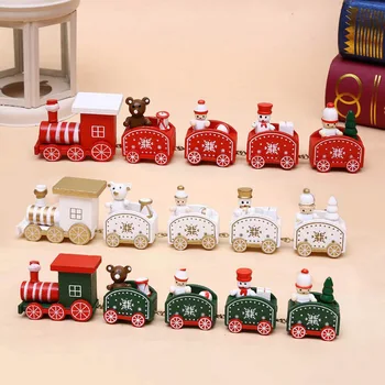 Vianočné ozdoby päť častí vlaku Vianočné cartoon deti darček drevené okenné dekorácie factory veľkoobchod