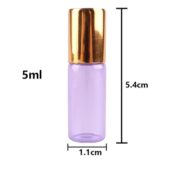 24pcs 5ml Fialová Esenciálny olej perla vrstvené Sklo Prejdite na Fľaše s Nehrdzavejúcej Ocele Valca Loptu na parfum aromaterapia