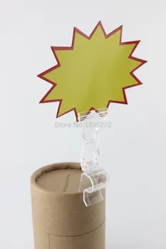 Otočná smer pop klipy transparentné dvojité snap svorky pohár podpora štítok cena držiteľa karty svorky