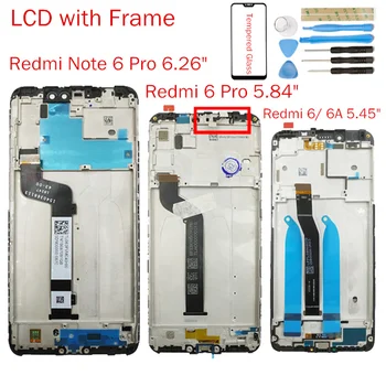Pre Xiao Redmi Poznámka 6 Pro LCD Displeja Rám Obrazovky Touch Digitalizátorom. Montáž LCD Displej Redmi 6 Pro/ 6A 10 Dotyk Opravy Dielov