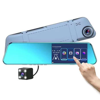 5.18 Palcový Dotykový Sscreen Auto 1080P DVR Dash Fotoaparát Automatické Spätné Zrkadlo Digitálny Duálny Objektív Jazdy Video Rekordér Parkovanie Monitor