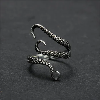 Punk Prsteň Titanium Oceľové Prstene pre Mužov, Ženy Otvorenie Krúžku Vintage Šperky Octopus Prst Dekorácie, Doplnky Retro Dary